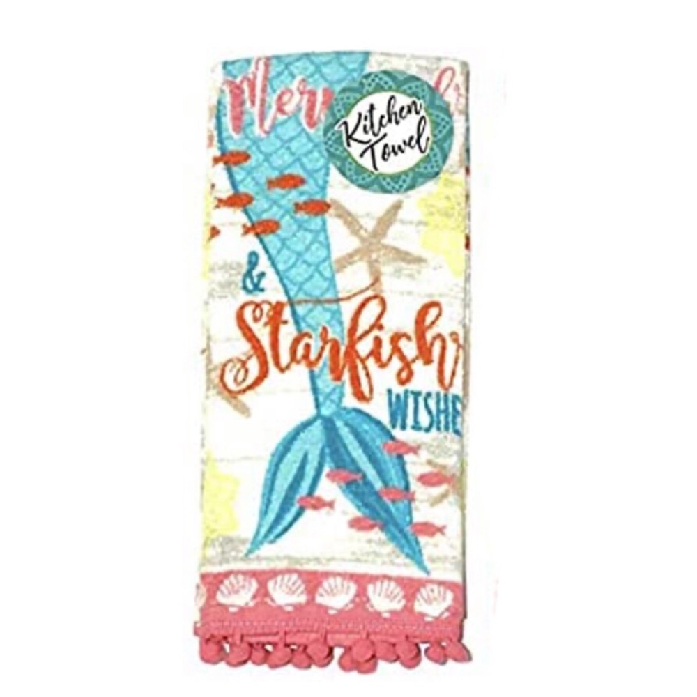 Mermaid Kisses and Starfish Wishes Kitchen Towel